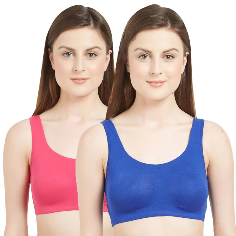 Non Wired Non Padded Full Coverage Low Impact Slip on Sports Bra (Pack of 2) BB-03 Multi-Way Bra Design