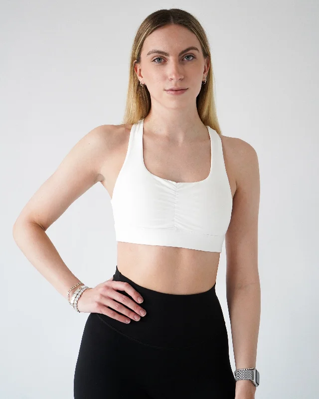 Performance Scrunch Bra - White Breathable Sports Bra