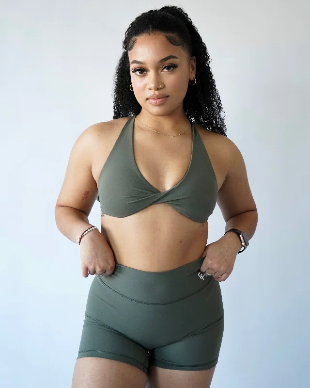 Performance Sports Bra - Olive Trendy Lace Bra