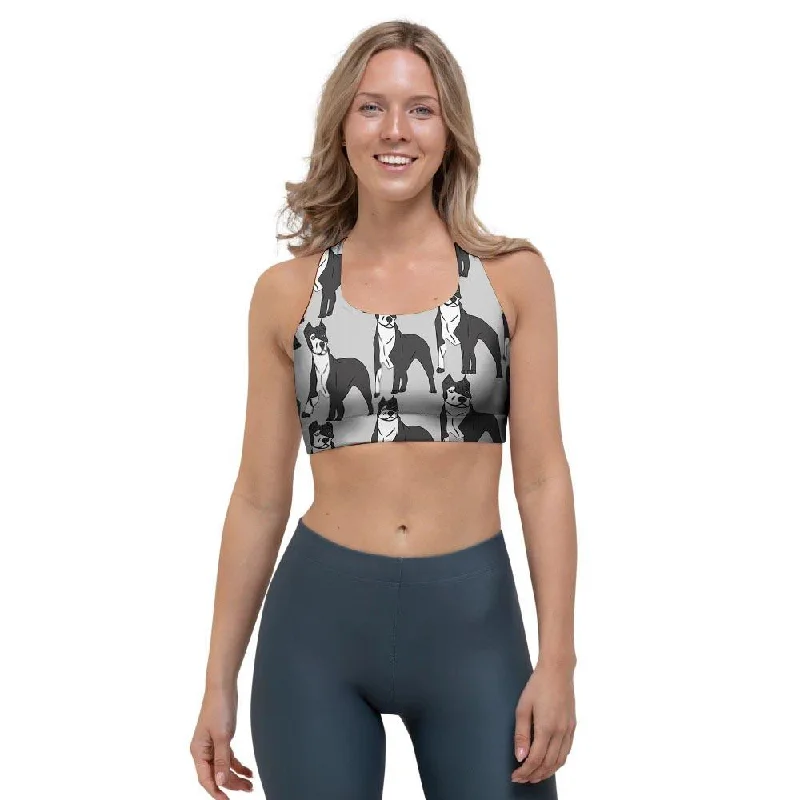 Pitbull Print Sports Bra Breathable Full Coverage