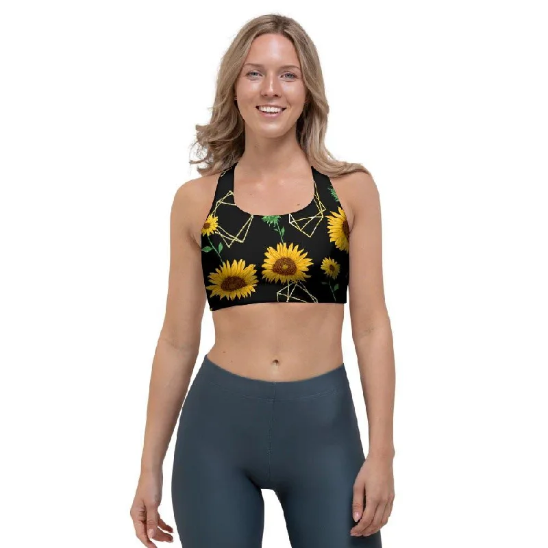 Polygonal Sunflower Sports Bra Seamless Push-Up Bra