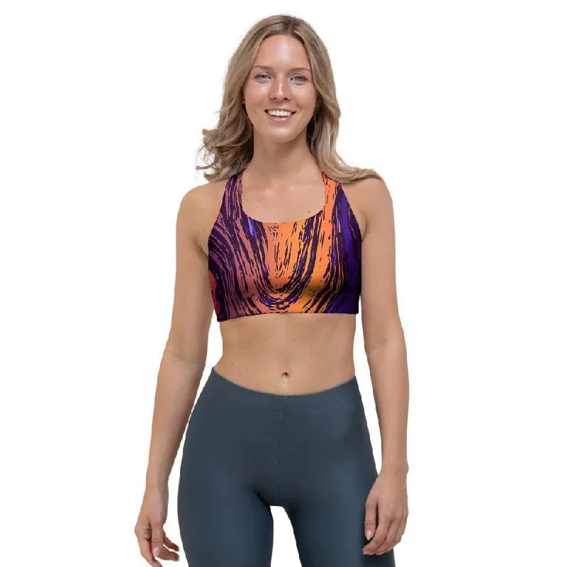 Psychedelic Abstract Sports Bra Breathable Wireless Bra