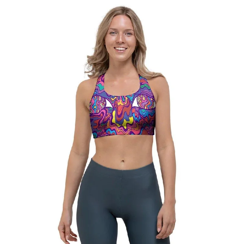 Psychedelic Face Sports Bra Smooth Stretch Bra