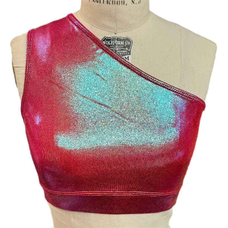 Red/Aqua Illusion Shoulder Bra Breathable Sports Bra