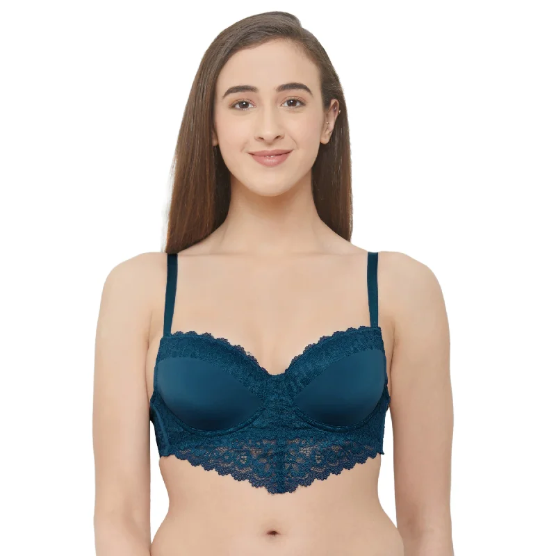 Semi/Medium Coverage Padded Wired Demi Cup Lace Bra- FB-546 Comfortable Active Bra