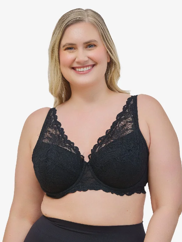 The Willow - Lace Plunge Underwire Bra Push-Up Bra Set