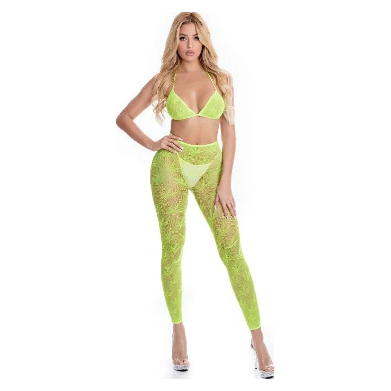 All About Leaf Bra Set Green - One Size Active Wear Bra