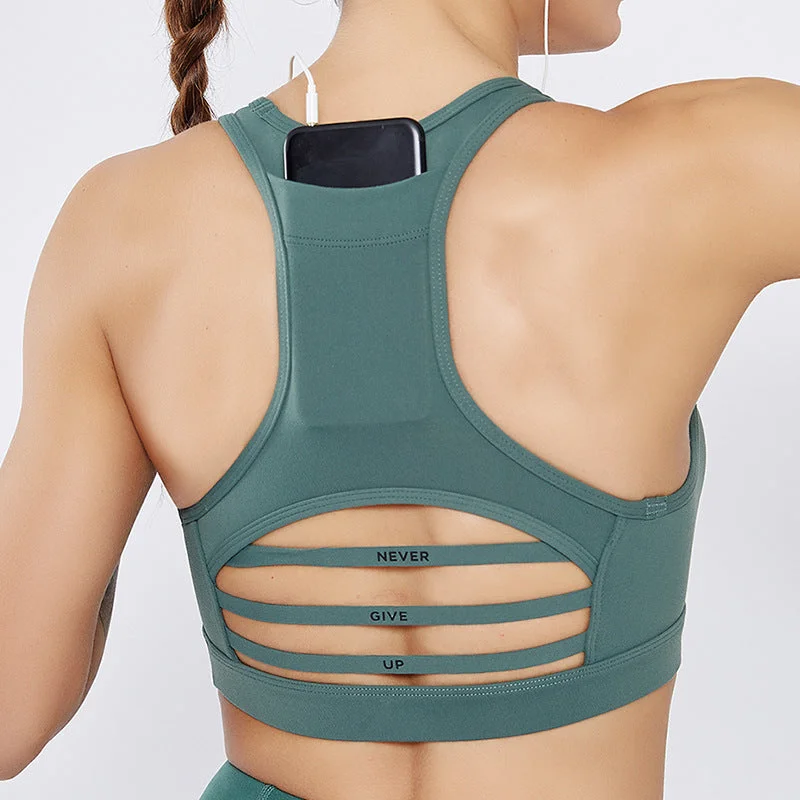 Back Pocket Sports Bra High Support Sports Bra