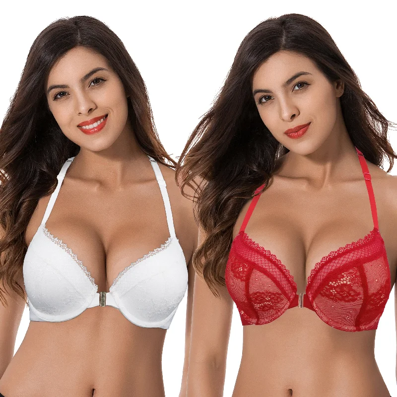 Women's Plus Size Add 1 Cup Push Up Underwire Halter Front Close Bras Seamless Bra Design Women's Plus Size Add 1 Cup Push Up Underwire Halter Front Close Bras Seamless Bra Design