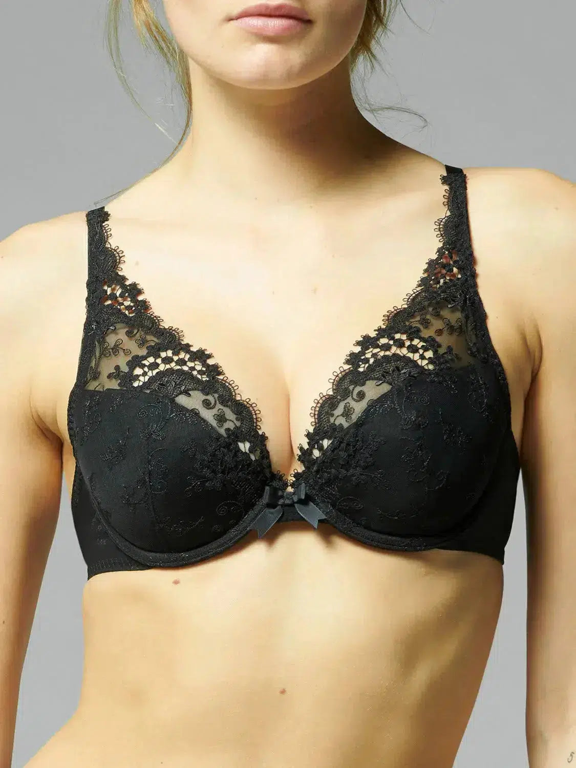 Black Wish Triangle Contour Push-up Lace Bra Breathable Sports Bra