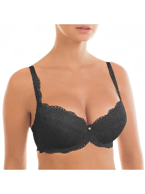Black Victoria Lace Push Up Bra Breathable Wireless Bra