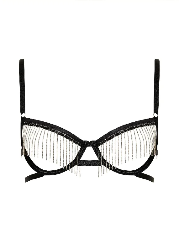 Antoinette Open Wired Bra (Black/Silver) Simple Wireless Bra