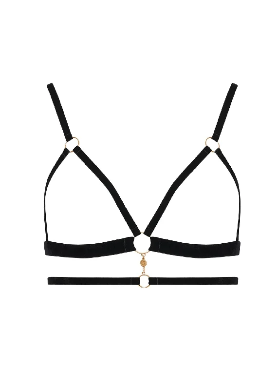 Simone Open Soft Bra (Black / Gold) Adjustable Fit Bra