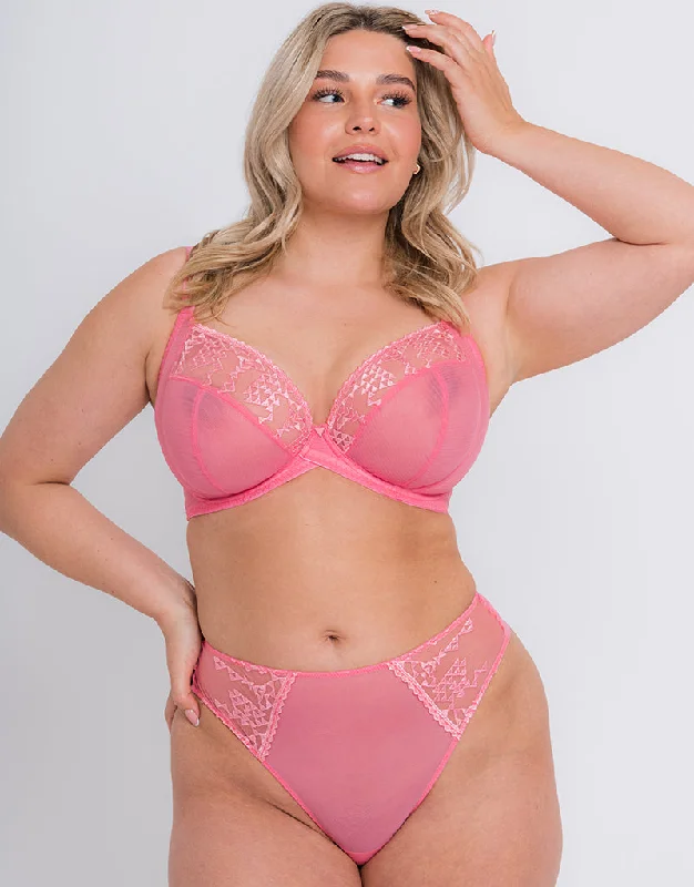 Curvy Kate Centre Stage Full Plunge Side Support Bra Pink Soft Cup Bralette