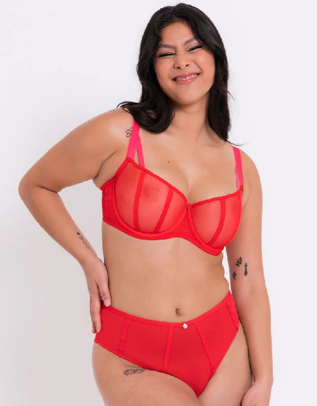 Curvy Kate Elementary Balcony Bra Red/Pink Cotton Comfort Bra