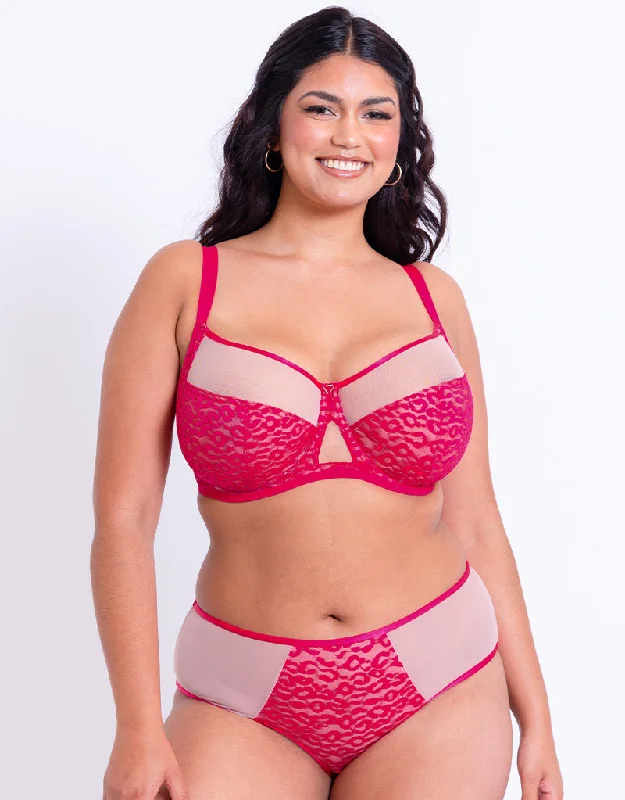 Curvy Kate Victory Wild Balcony Bra Hot Pink/ Blush Breathable Full Coverage