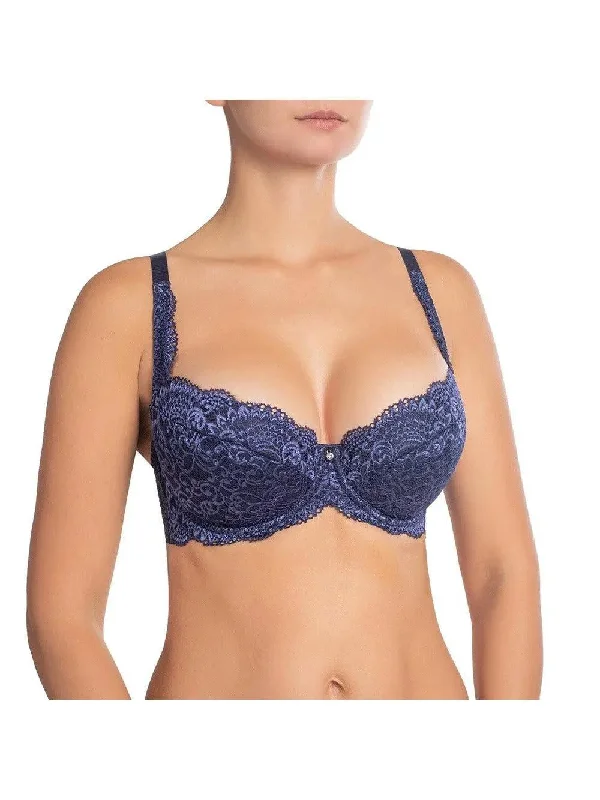 Dark Blue Victoria Lace Push Up Bra Soft Lace Bra