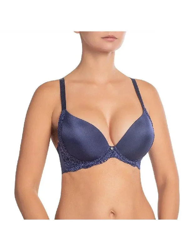 Dark Blue Victoria Push Up Bra with Lace Seamless Fit Bra
