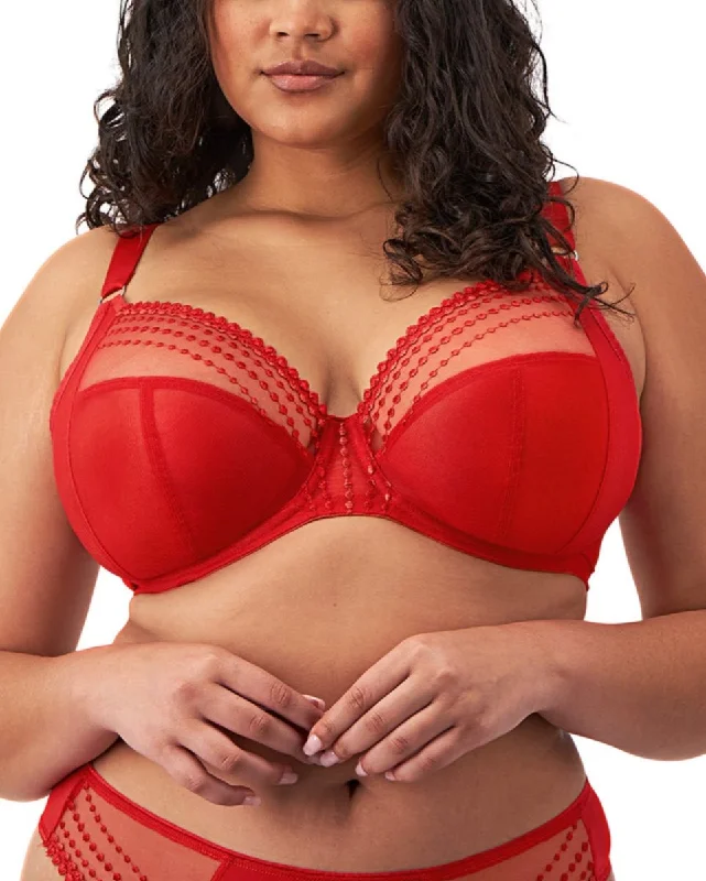 Elomi Matilda Haute Red Unlined Plunge Bra 8900 Lightweight Cotton Bra