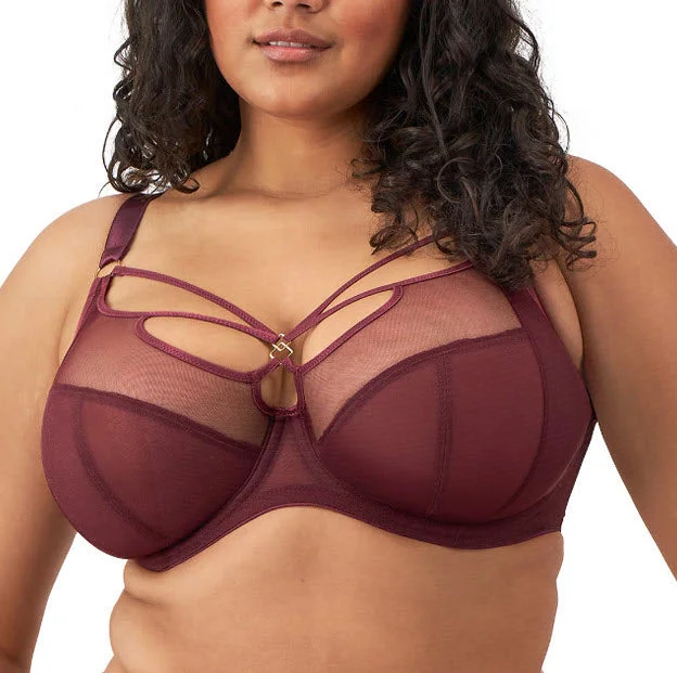 Elomi Sachi Cabernet Strappy Unlined Plunge Bra 4350 Comfortable Lace Bra