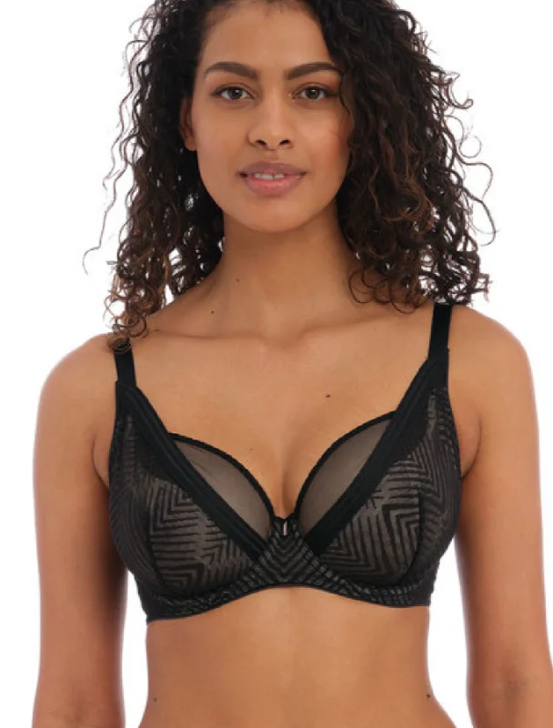 Freya Tailored Bra Underwire High Apex Plunge Bra, Black Full Coverage Bralette