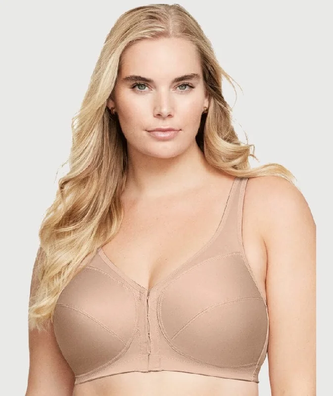 Glamorise Magiclift Front-Closure Posture Back Wire-Free Bra - Cafe Lacy Underwire Bra