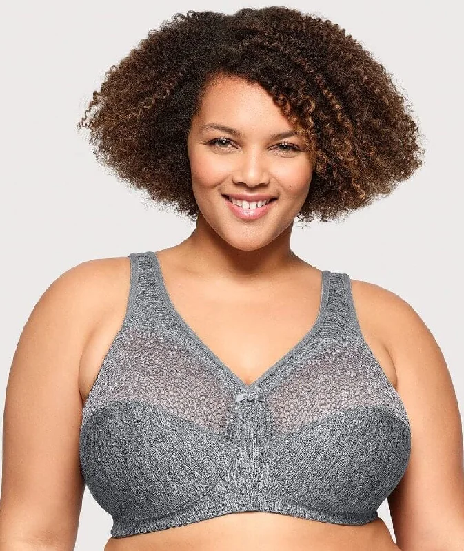 Glamorise Magiclift Moisture Control Wire-Free Bra - Gray Soft Cup Bra