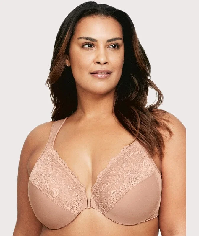 Glamorise WonderWire Front-Closure Bra - Cappuccino Fashionable Push-Up Bra