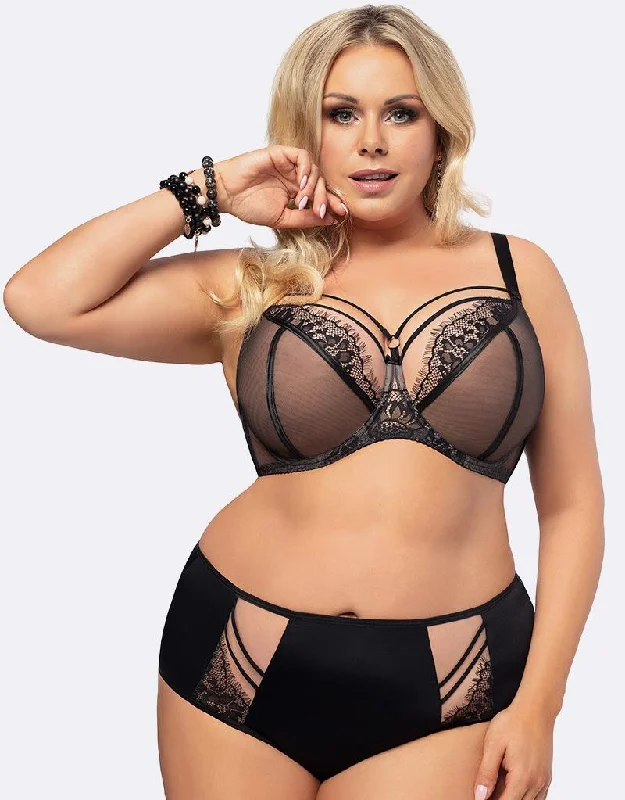 Gorsenia Paradise Balconette Bra Black Soft Mesh Bra