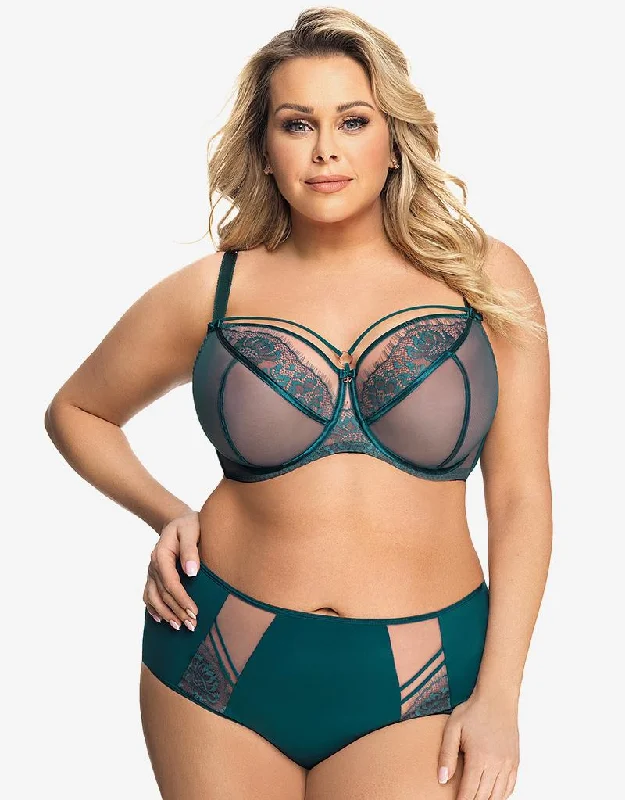Gorsenia Paradise Balconette Bra Green Trendy Lace Bra