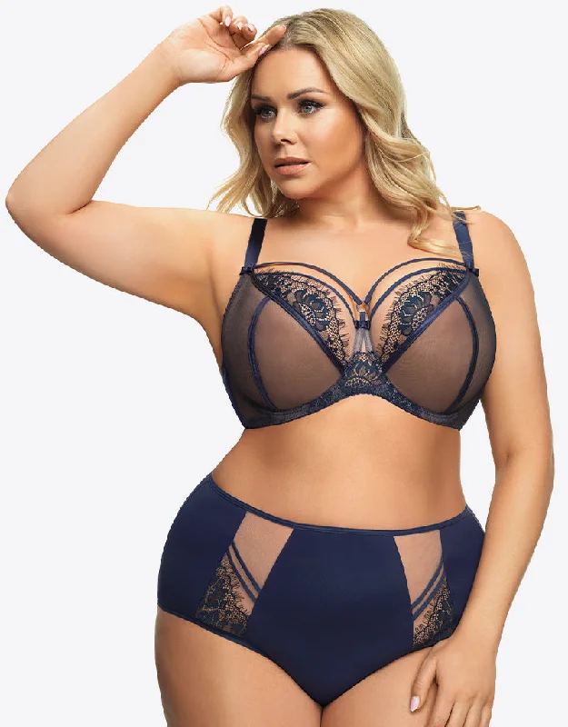 Gorsenia Paradise Balconette Bra Navy High-Cut Bra Design