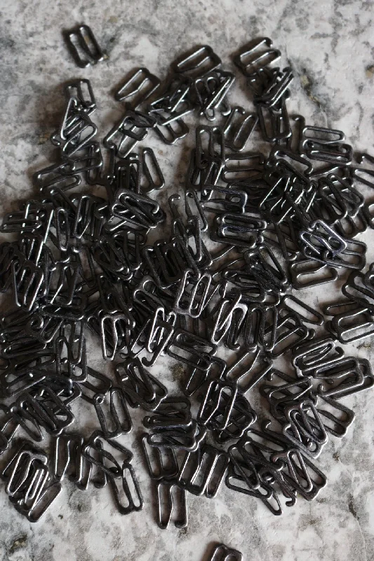 Gunmetal 1/2" (12mm) Bra G-Hooks Soft Mesh Bra