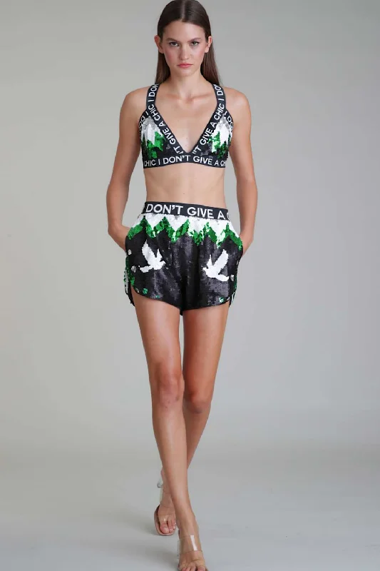 LOVE EVERYONE GREEN SEQUIN BRA Comfort Fit Bralette