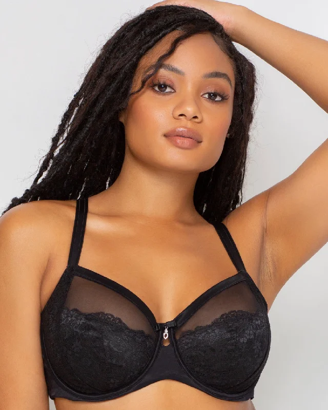 Luxe Lace Underwire Bra - Black Hue Adjustable Back Bra