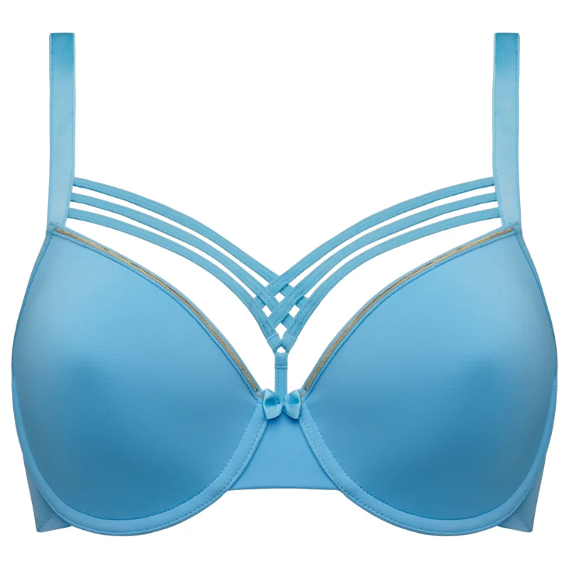 Marlies Dekkers Dame de Paris Plunge Bra Baltic Sea & Gold Breathable Full Coverage