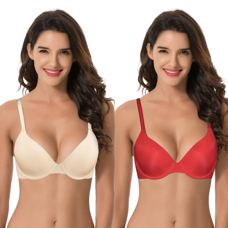 Women's Plus Size Full Coverage Padded Underwire Bra Seamless Push-Up Bra