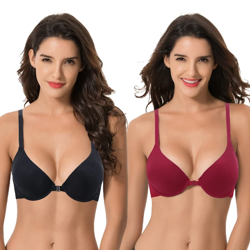 Women's Plus Size Full Coverage Underwire Front Close Bras Casual Bralette Set
