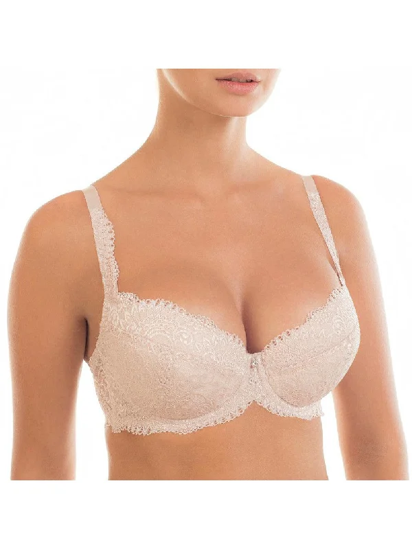 Beige Victoria Lace Push Up Bra Soft Mesh Bralette