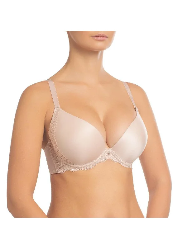 Beige Victoria Push Up Bra with Lace Sides Sleek Sports Bra