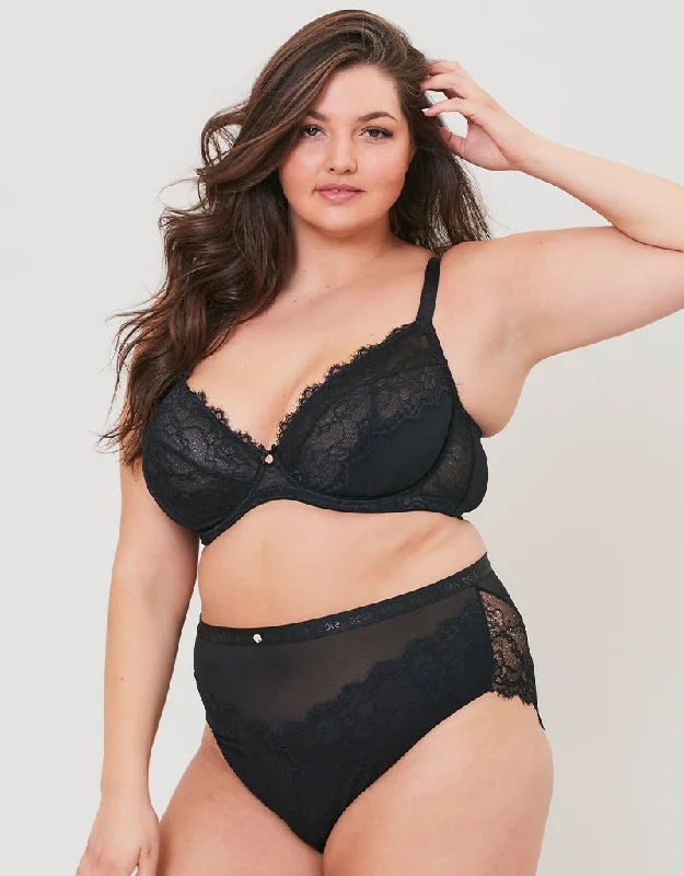 Oola Lace & Logo Balconette Bra Black Active Wear Bra