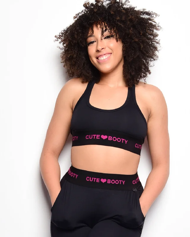 *Play. Lounge. Sleep* (Logo Sports Bra) Soft Lace Bra