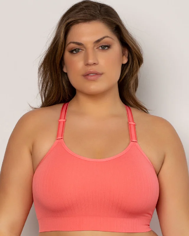 Smooth Seamless Comfort Wireless Longline Bra - Sun Kissed Coral Soft Padded Bralette