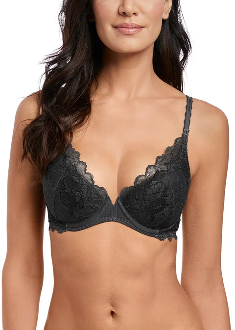 Wacoal Lace Perfection Plunge Push Up Bra, Charcoal Versatile Bralette Set
