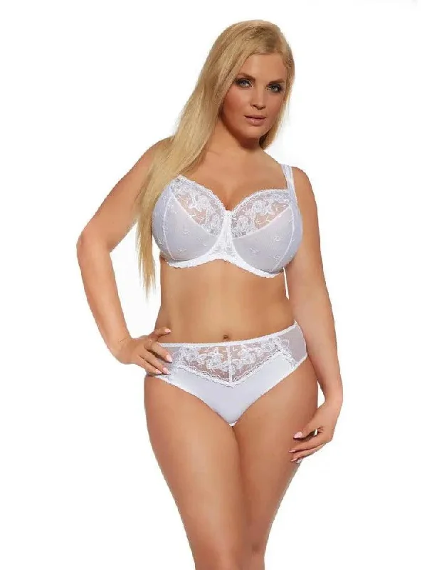 White Brilliant Soft Cup Bra in bands 30 through 42 Breathable Full Coverage