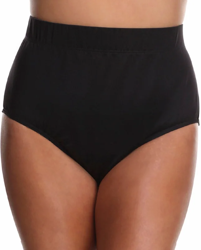 Always For Me Black Plus Size Full Brief Tankini Bottom High-Waisted Swim Bottoms