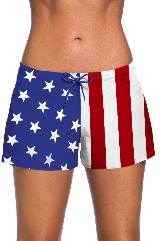 American Flag Women Swim Boardshort High-Cut One-Piece