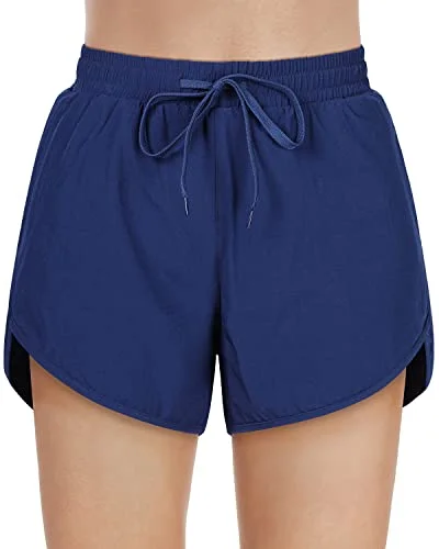 High Waisted Swim Shorts with Pockets Women's Board Shorts Bathing Shorts Bold Color Swimsuit