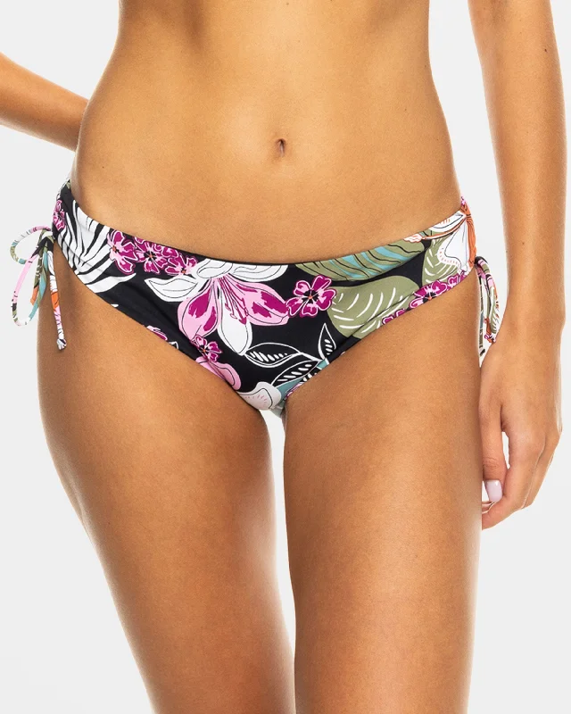 Beach Classics Hipster Ties Bikini Bottom - Anthracite Moody Tropical Swim Flirty Ruffle Swimsuit