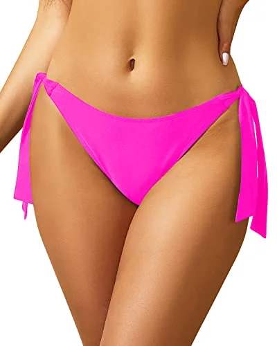 String Swim Bottom Adjustable Side Ties and Low Rise Swimwear for Women Tropical Print Bikini