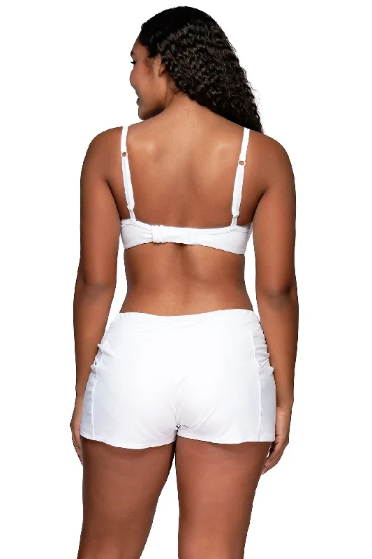 Sunsets Escape White Lily Laguna Swim Short Elegant Swimsuit Bottoms